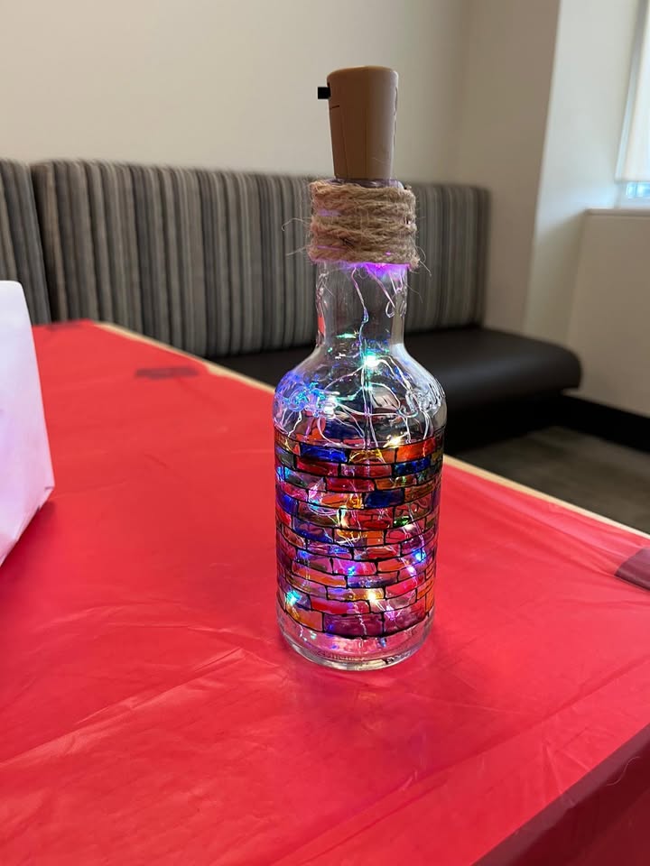 Decorated bottle artwork by Vidhi Shah