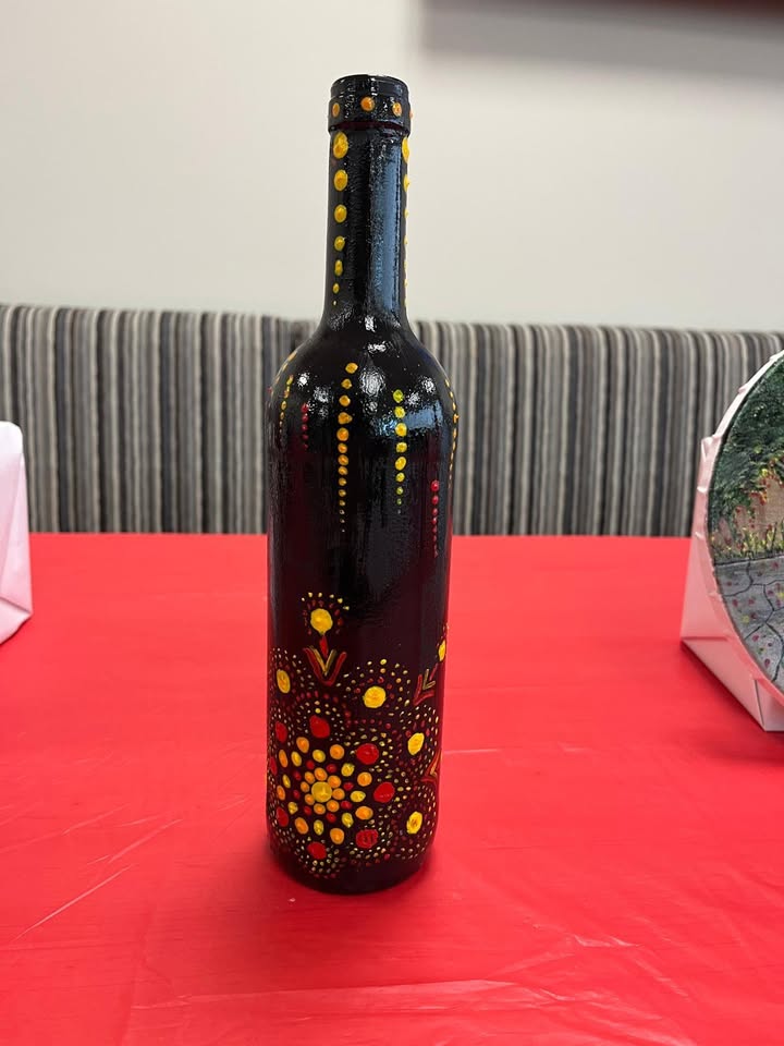 Decorated bottle artwork by Vidhi Shah