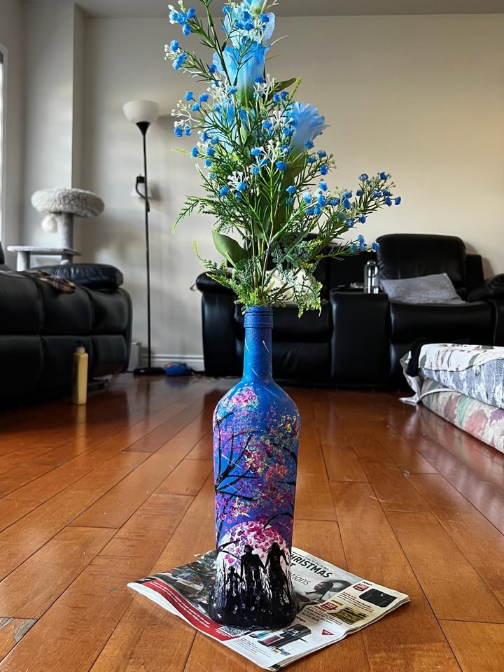 Decorated bottle artwork by Vidhi Shah